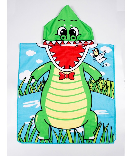 Kids Dinosaur Patterned Hoodie Towel